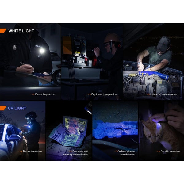 Fenix Everyday Carry Torch SW05R-UV Black Max 150 Lumens + 365nm UV Light, Max Carousel 9