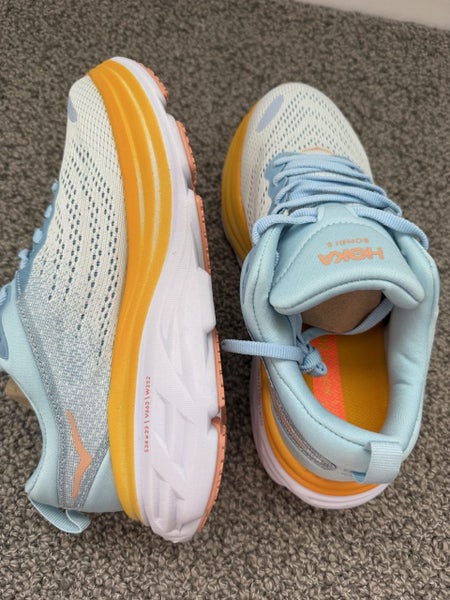 Hoka Bondi 8 Sneakers in White with Blue and Orange EUR 38 Carousel 2