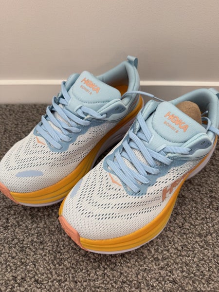 Hoka Bondi 8 Sneakers in White with Blue and Orange EUR 38 Carousel 6