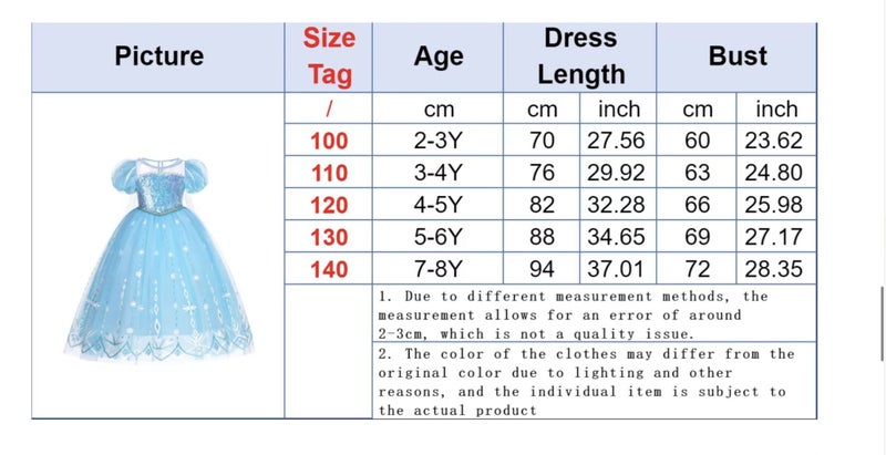 2-3-4-5-6-7-8y Frozen Elsa Costume & Wig Carousel 4