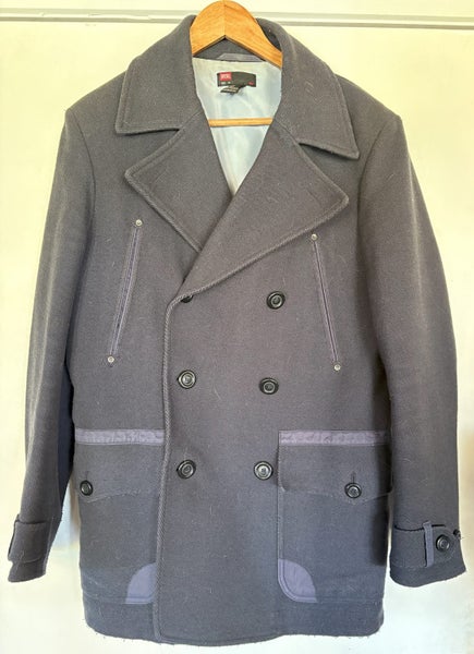 Diesel Dark Grey Double-Breasted Pea Coat Carousel 1