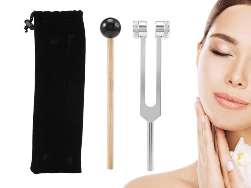 128HZ Tuning Fork with Reflex Hammer Aluminum Alloy Sensory Tuning Fork Silver Carousel 1