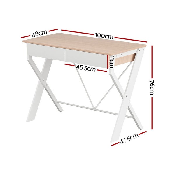 Artiss Computer Desk Drawer Oak 100CM Carousel 2