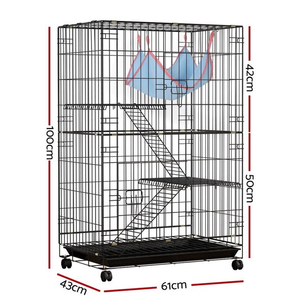 i.Pet Rabbit Cage 100cm Hutch 3 Level Indoor Guinea Pig Ferret Carousel 2
