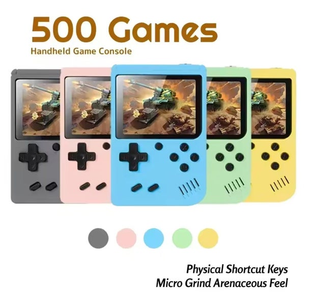 3"8 Bit 500+ Games Retro Handheld Console AV Output for Kids Gifts Blue Carousel 1