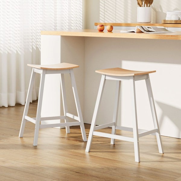 Artiss 2x Bar Stools Wooden Chairs Oak Carousel 1