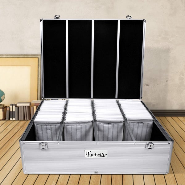 Embellir CD Case DVD Cases Storage Box 1000 Discs Aluminium Case DVD Folders Carousel 8