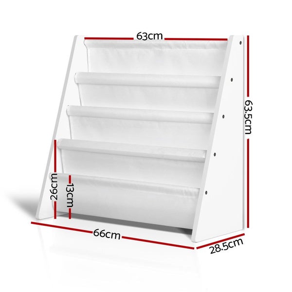 Keezi 4 Tiers Kids Bookshelf Magazine Shelf Children Bookcase Rack Organiser Carousel 2