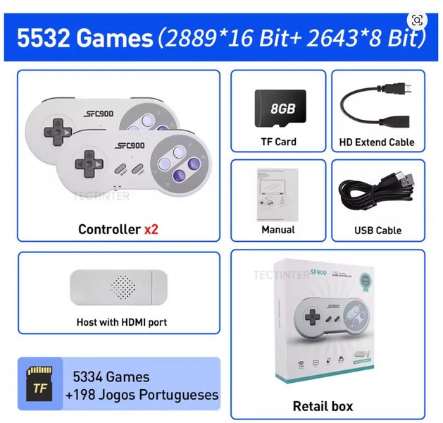 Wireless Controller HDMI Video Game Stick Console 1500+ TV Game Player Carousel 7