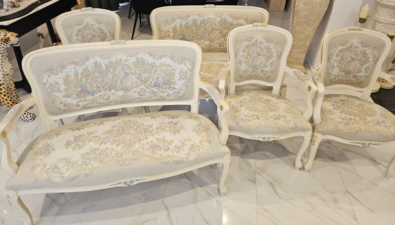 Estate Sale - Vintage Frech Louis XV Style Needlepoint Tapestry Floral Chairs Carousel 1