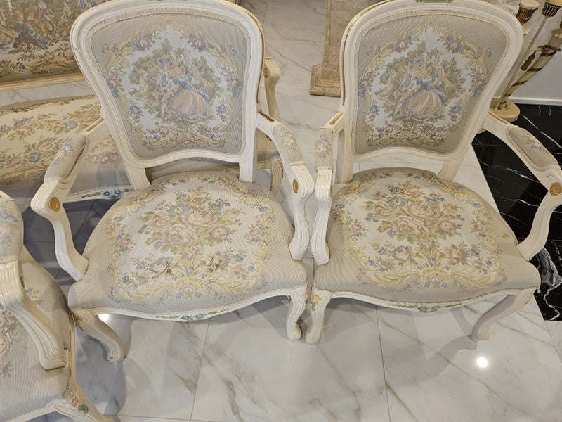 Estate Sale - Vintage Frech Louis XV Style Needlepoint Tapestry Floral Chairs Carousel 2