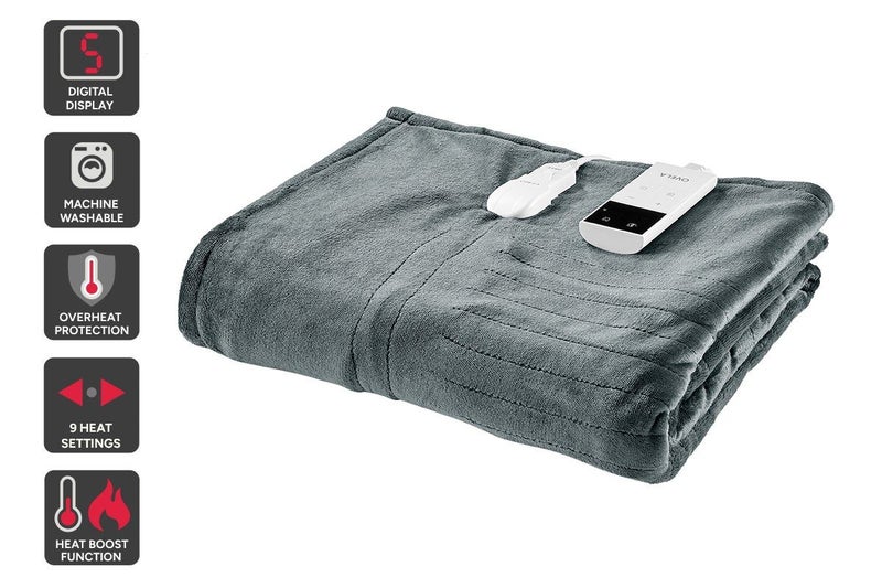 Ovela Washable Electric Heated Throw Blanket (Charcoal, 200 x 180cm), Carousel 1