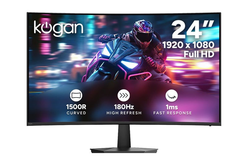 Kogan 24" Curved Full HD 180Hz 1ms FreeSync Gaming Monitor (1920 x 1080), 24 Carousel 1