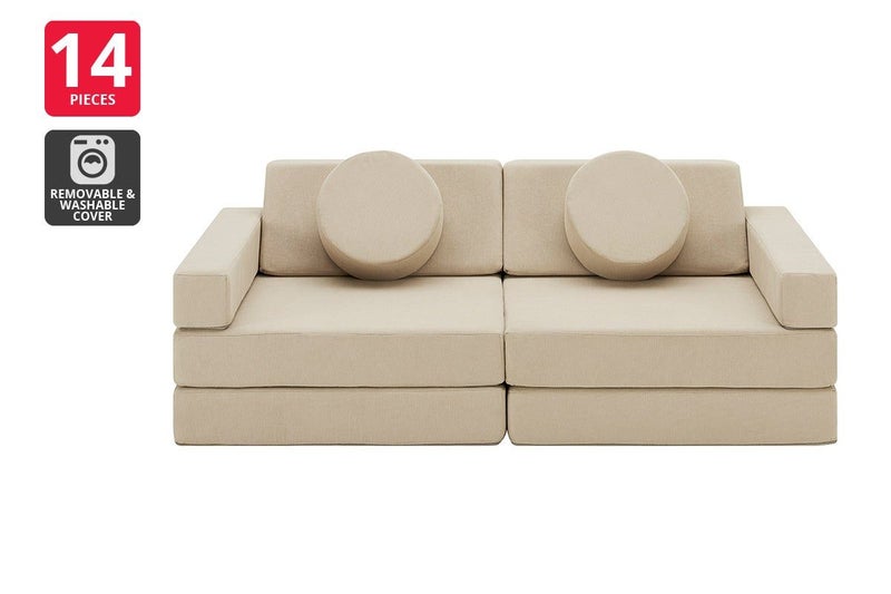 Ovela 14 Piece Modular Double Kids Play Sofa (Beach Beige), OVMDPSOFBBA Carousel 1