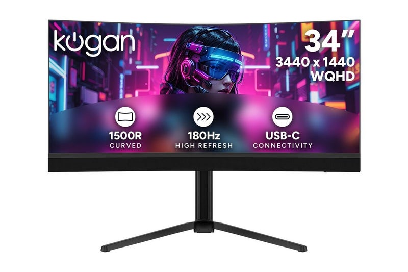 Kogan Infinity 34" Curved Ultrawide Mini-LED WQHD 180Hz USB-C Gaming Monitor, 34 Carousel 1