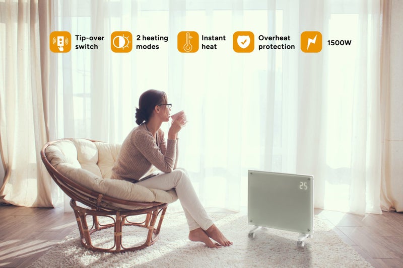 Kogan SmarterHome™ 1500W Premium Glass Panel Heater (White), KASMGPH15YA Carousel 8