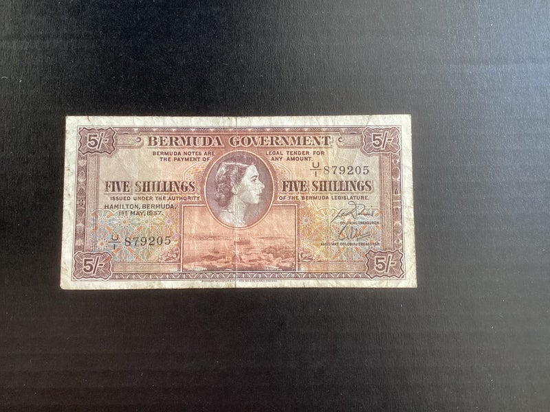 Bermuda 5/- five shillings banknote Carousel 1