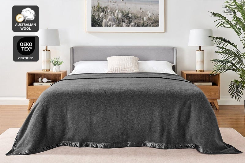 Brosa 100% Australian Wool Blanket (Charcoal), BRAWOOLBKCA Carousel 1