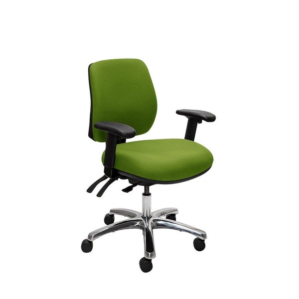 Buro Roma 3 Lever Mid Back Office Chair with Arm Rest, Green Fabric, Polished... Carousel 1