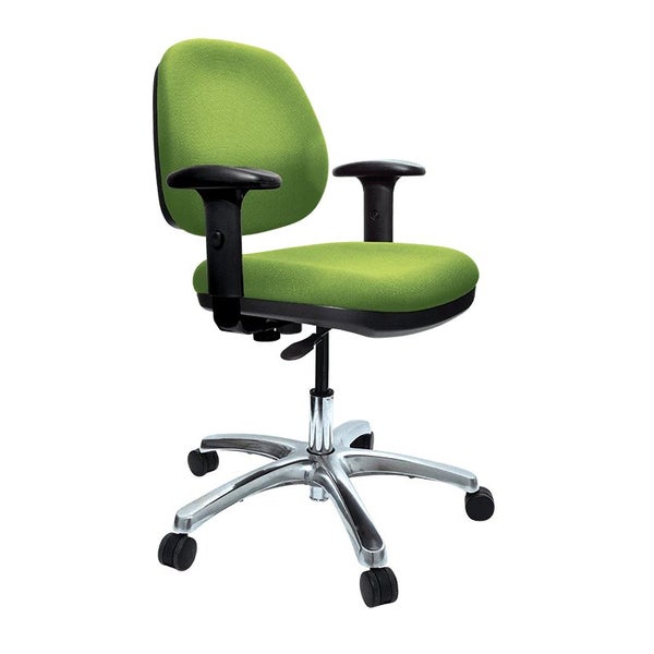 Buro Image Office Task Chair with Armrest, Polished Aluminium Base, Green Fabric Carousel 1