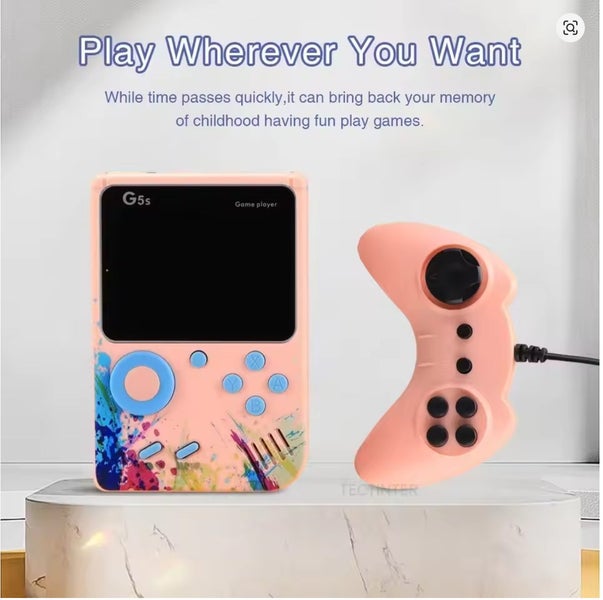 Video Game Console TV Handheld Player Built 500 Games AV Output W/ 2 Play Pink Carousel 2