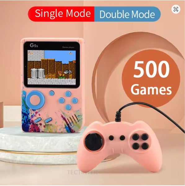 Video Game Console TV Handheld Player Built 500 Games AV Output W/ 2 Play Pink Carousel 6