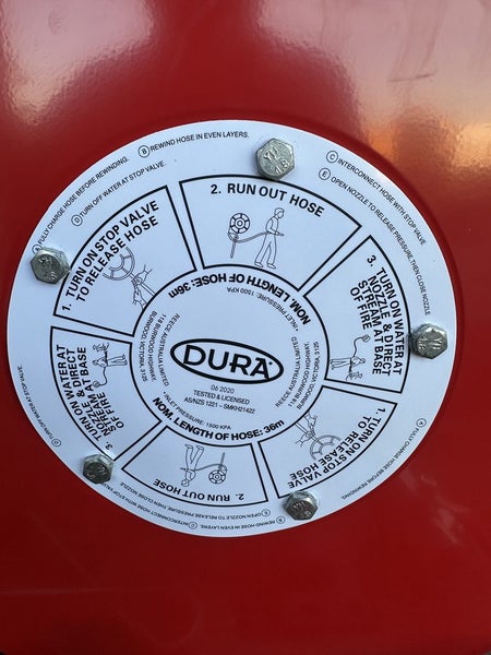 Fire Hose reel 36m 25mm with nozzle and mounting hardware Carousel 14