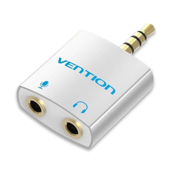 Vention 4 Pole 3.5mm Male to 2*3.5mm Female Audio Adapter Silvery Metal Type Carousel 1