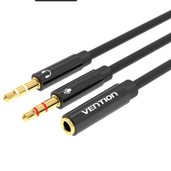 Vention 2 x 3.5mm Male to 4 Pole 3.5mm Female Audio Cable 0.3M Black ABS Type... Carousel 1