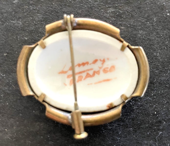 Vintage signed Limoge broach. Carousel 2