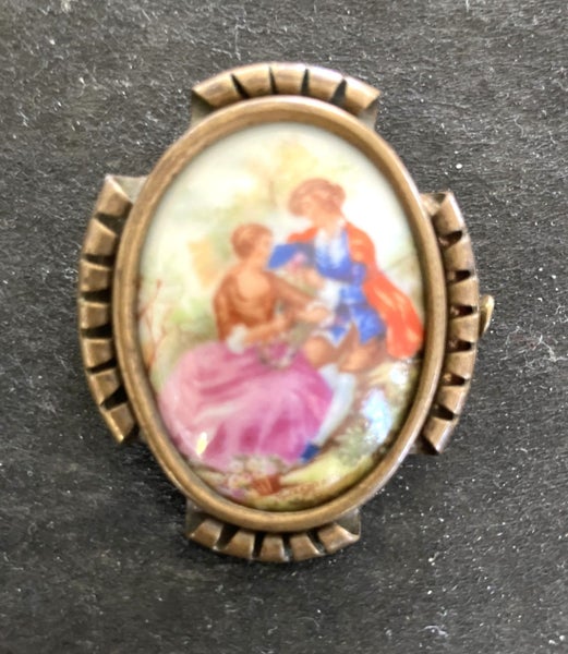 Vintage signed Limoge broach. Carousel 1