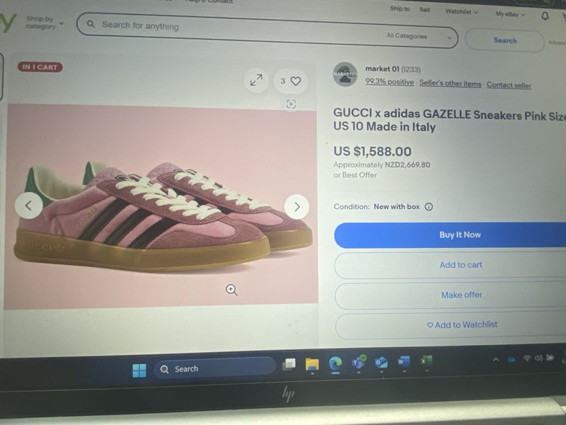 Adidas + Gucci Gazelle sneakers pink size UK 6.5 Carousel 9