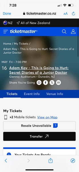 Adam Kay - Glenroy Auditorium Dunedin 16th May 2x tickets Carousel 1