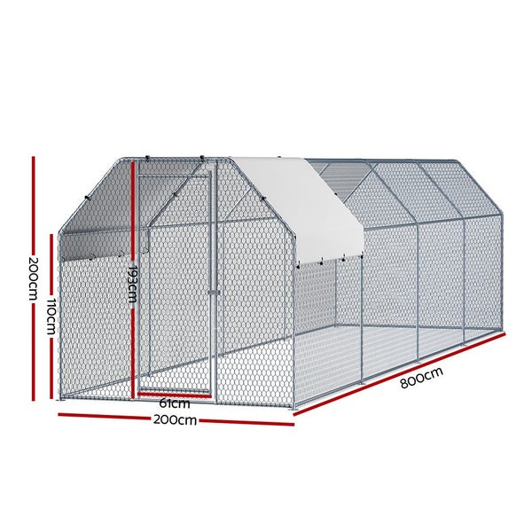 I.Pet Chicken Coop Cage Run Rabbit Hutch Large Walk In Hen House Cover 2Mx8mx2m Carousel 2