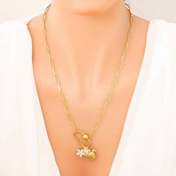 Ocean Collection Pendant Necklace,Gilded Pearl Strand Necklace,Women's Necklace Carousel 1