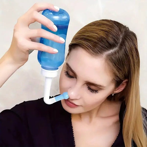 500ML Neti Pot Sinus Rinse Bottle Nose Wash Cleaner Nasal Irrigation Kit Carousel 1