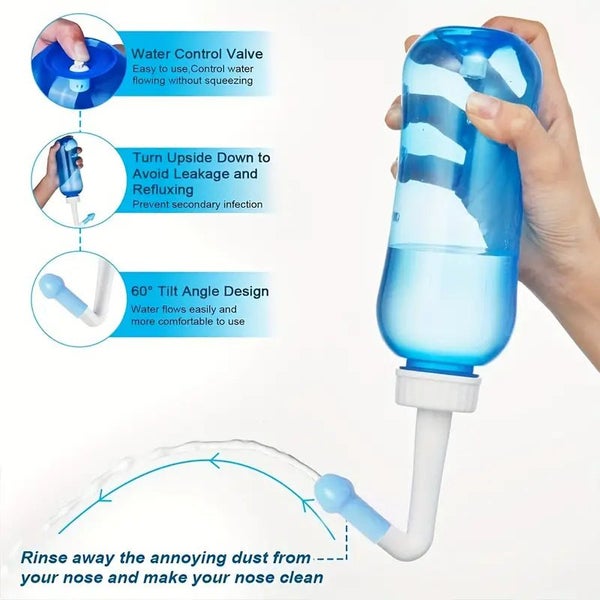 500ML Neti Pot Sinus Rinse Bottle Nose Wash Cleaner Nasal Irrigation Kit Carousel 4
