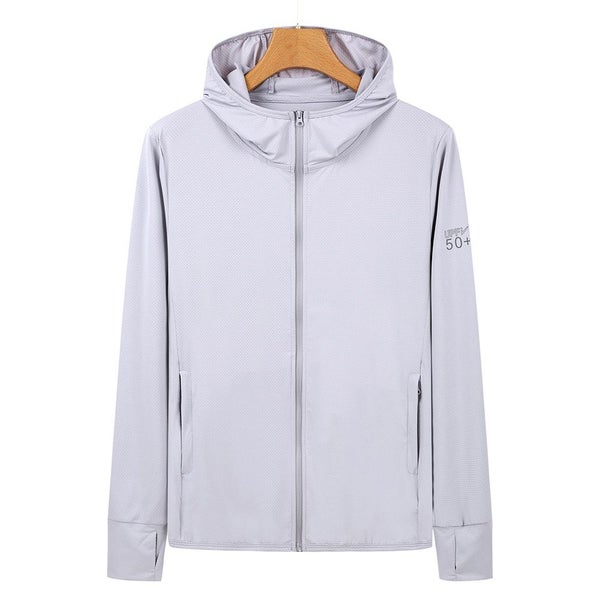 Elosung Grey Long Sleeve Uv Protection Summer Breathable Knitted Ice Silk Outdoo Carousel 1