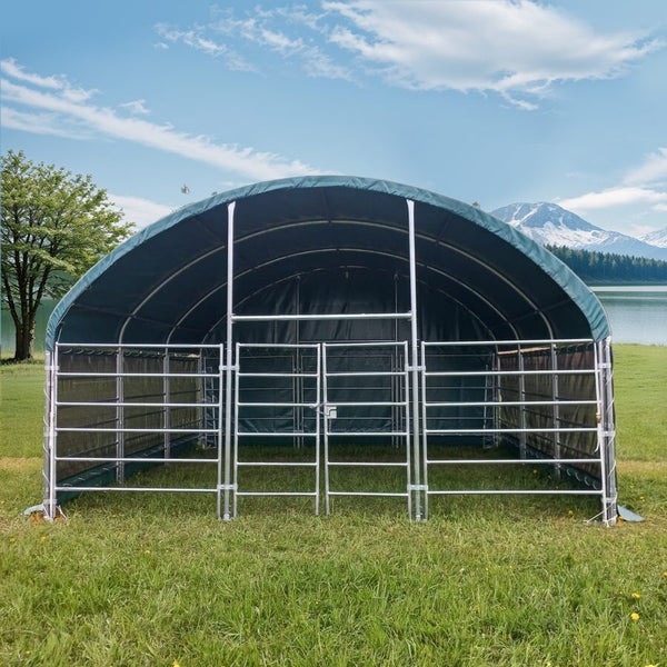 Livestock Shelter 6x6x3.7m with Net Sides Green Carousel 2