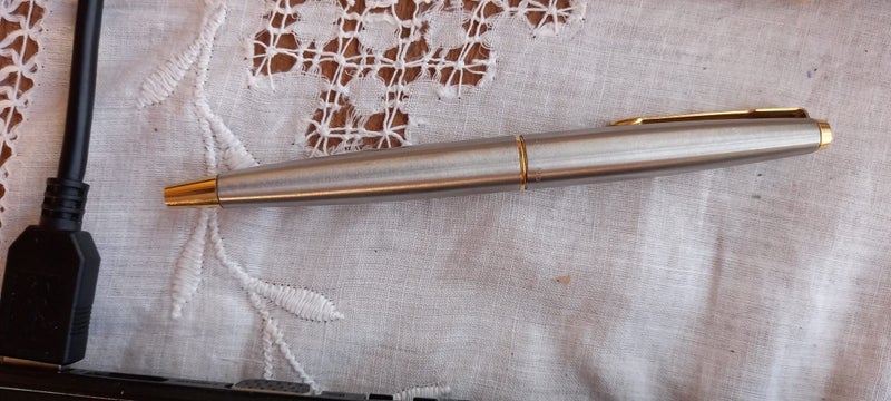 Vintage 1940's-50's Parker 45 Fountain Pen. Chrome Metal both ends. Carousel 2