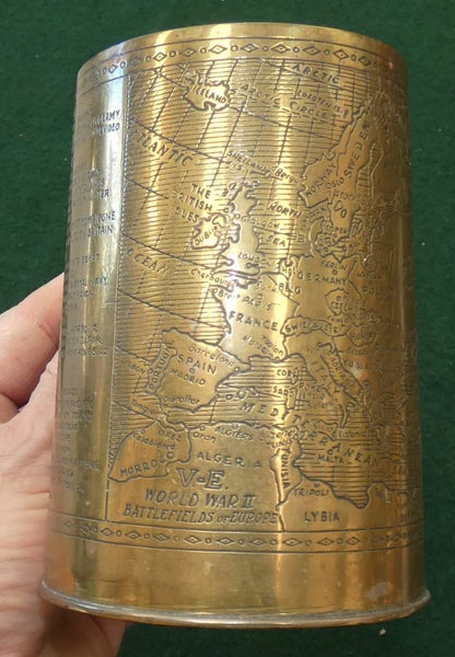 Brass WW2 BEER TANKARD Looks LIKE "Brass Gathered From BATTLEFIELDS of AFRICA" Carousel 2