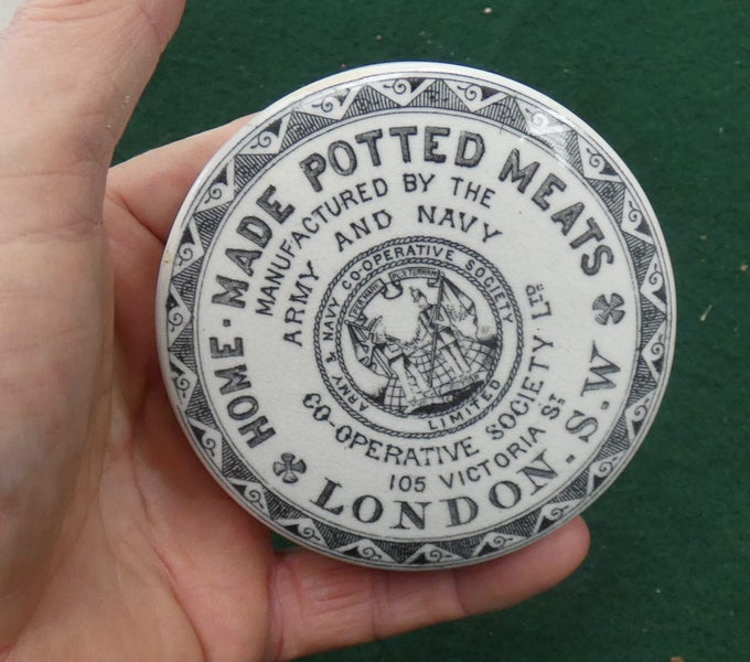 19th Century Food POTLID from "The Army and Navy Store" RED COAT Officer's FOOD Carousel 1