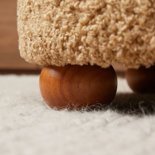 MOCKA SECONDS (NEW IN BOX): Wren Sherpa Ottoman - Beige Carousel 2