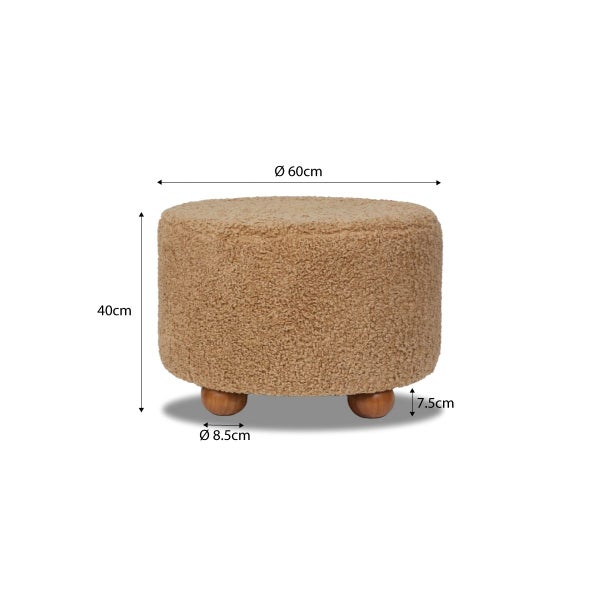 MOCKA SECONDS (NEW IN BOX): Wren Sherpa Ottoman - Beige Carousel 3