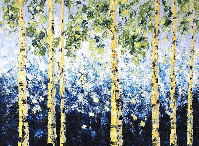 ART painting landscape Oil New canvas original birch trees 76 cm x 101 cm Carousel 1