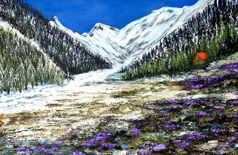 ART painting landscape Oil New canvas original winter mountains 61 cm x 91 cm Carousel 1