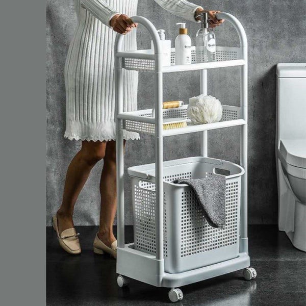 Laundry trolley 2 shelves with Basket Carousel 1