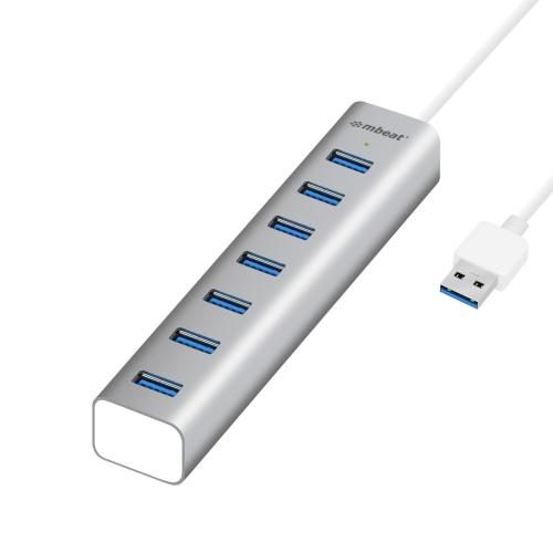 mbeat 7 Port USB 3.0 Aluminium Slim Hub Power for PC & Mac - 36cm Cable Carousel 1