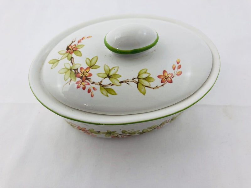 Vintage St Michael Floral Trellis Oval Trinket Pot (20698) Carousel 2