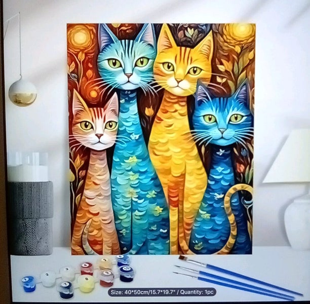 THE CATTAGE-Cute Vibrant Cat Paint By Numbers Mural Perfect For All Ages Carousel 6